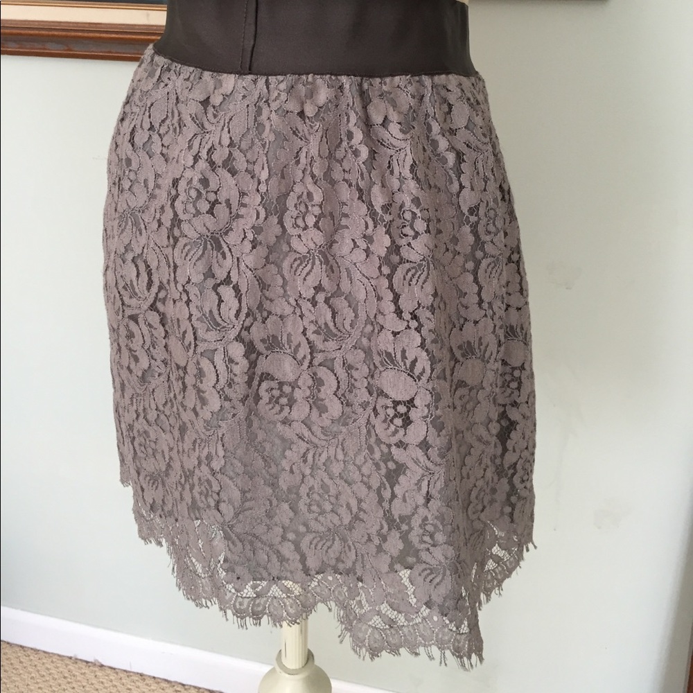 JCrew Gray Lace Overlay Skirt